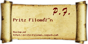 Pritz Filomén névjegykártya